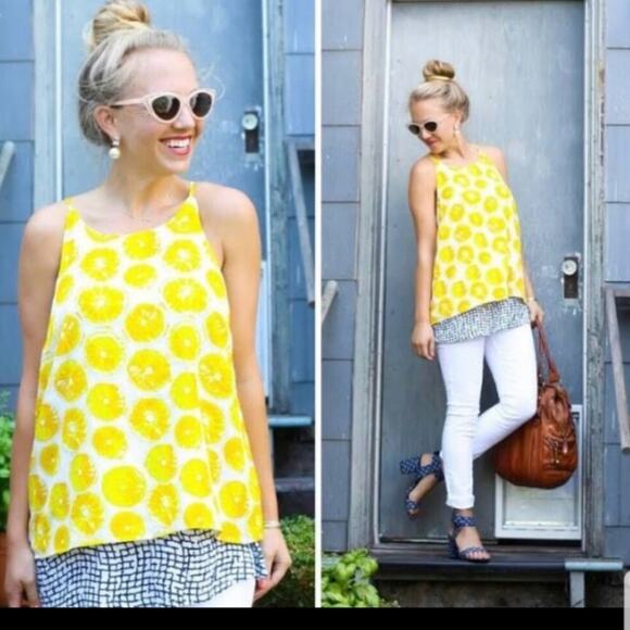 Anthro Porridge lemon layered split back tank top - Picture 6 of 16
